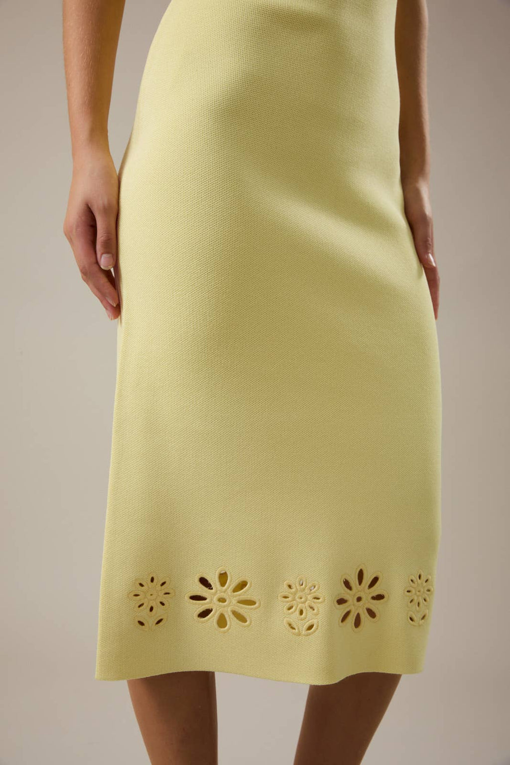 Eyelet Detail Tube Dress - Yellow
