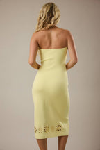 Eyelet Detail Tube Dress - Yellow
