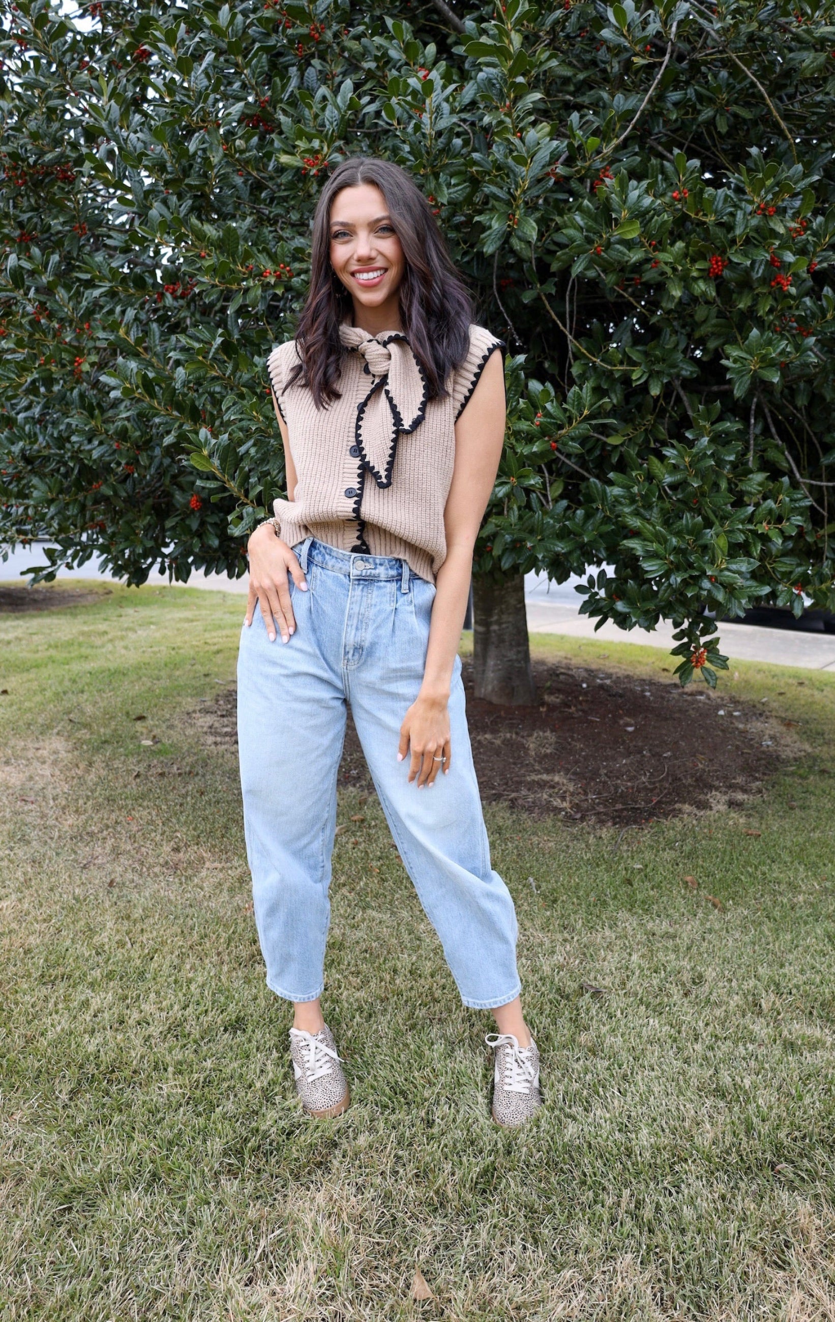 Tie Neck Sweater Vest