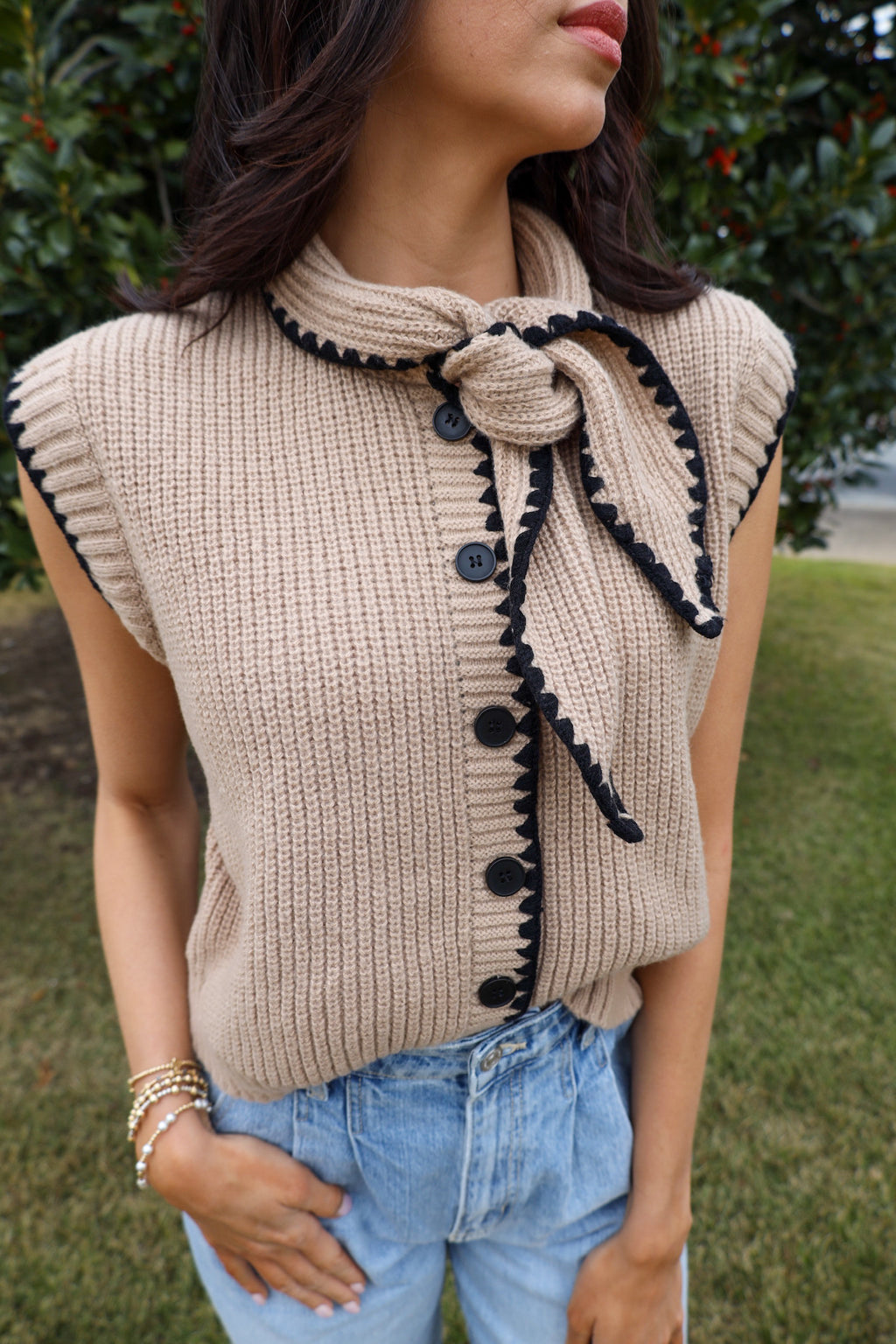 Tie Neck Sweater Vest