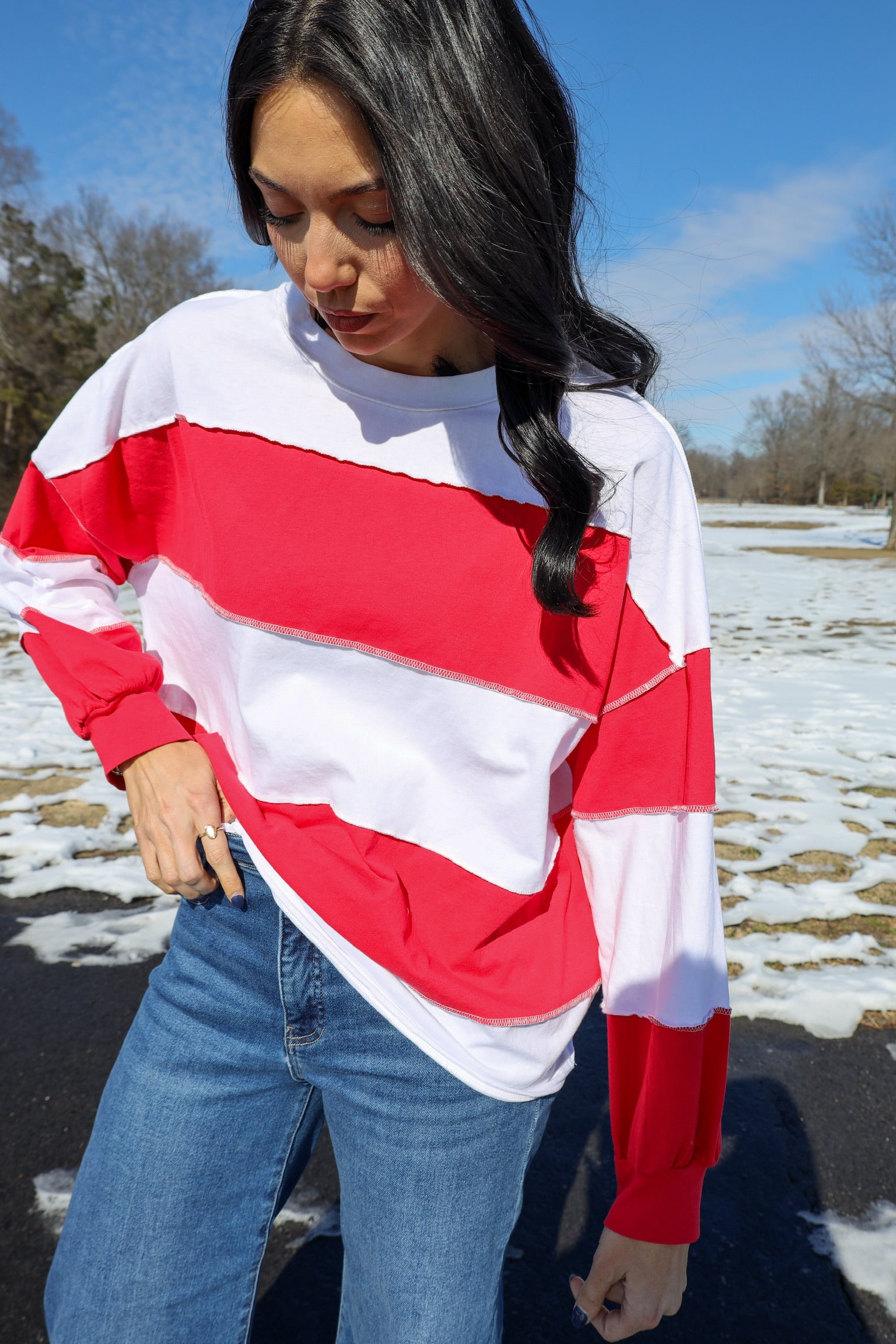 Oversized Long Sleeve Stripped Shirt