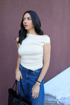 Asymmetrical Neck Sweater Top