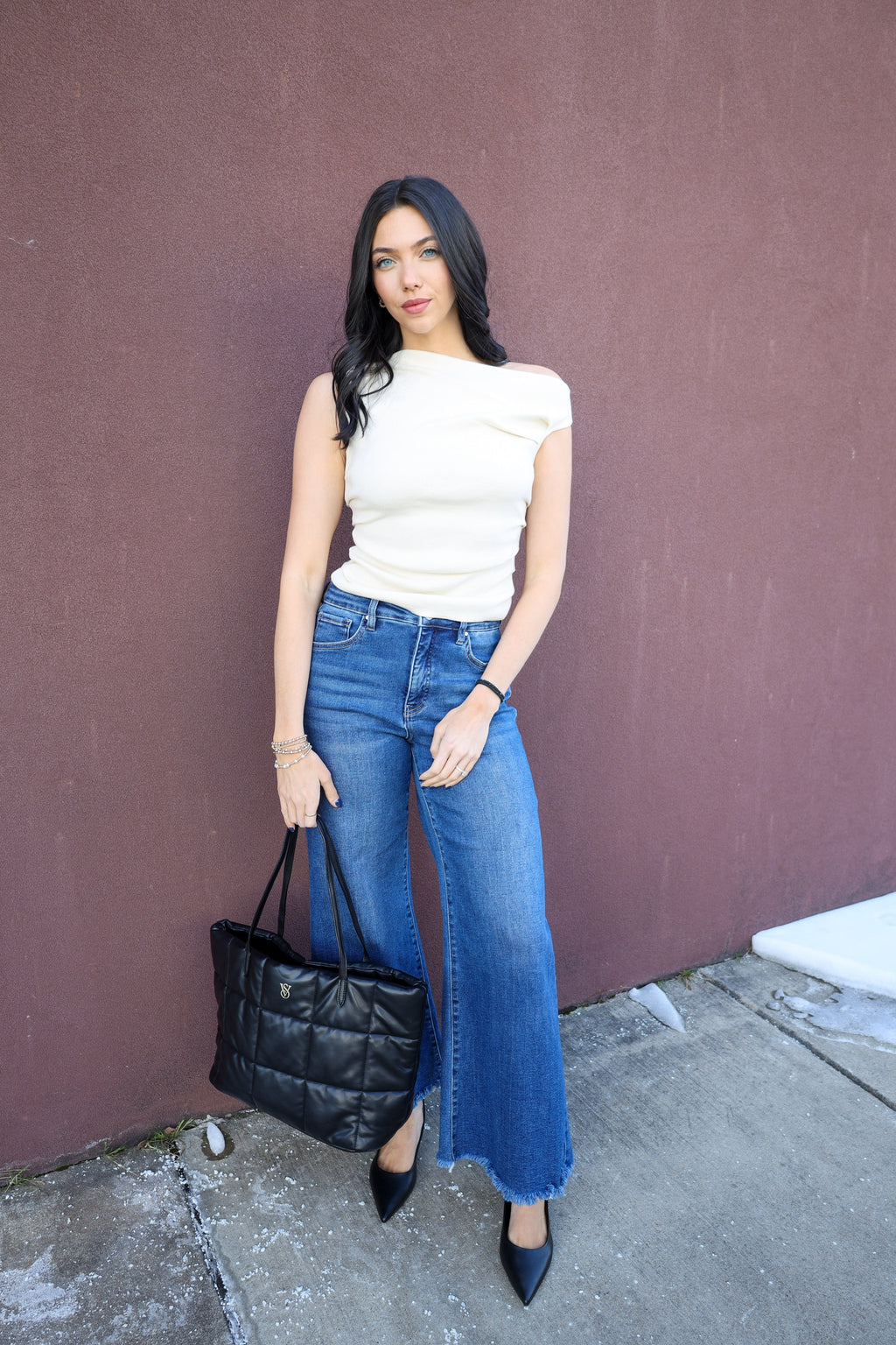 Asymmetrical Neck Sweater Top