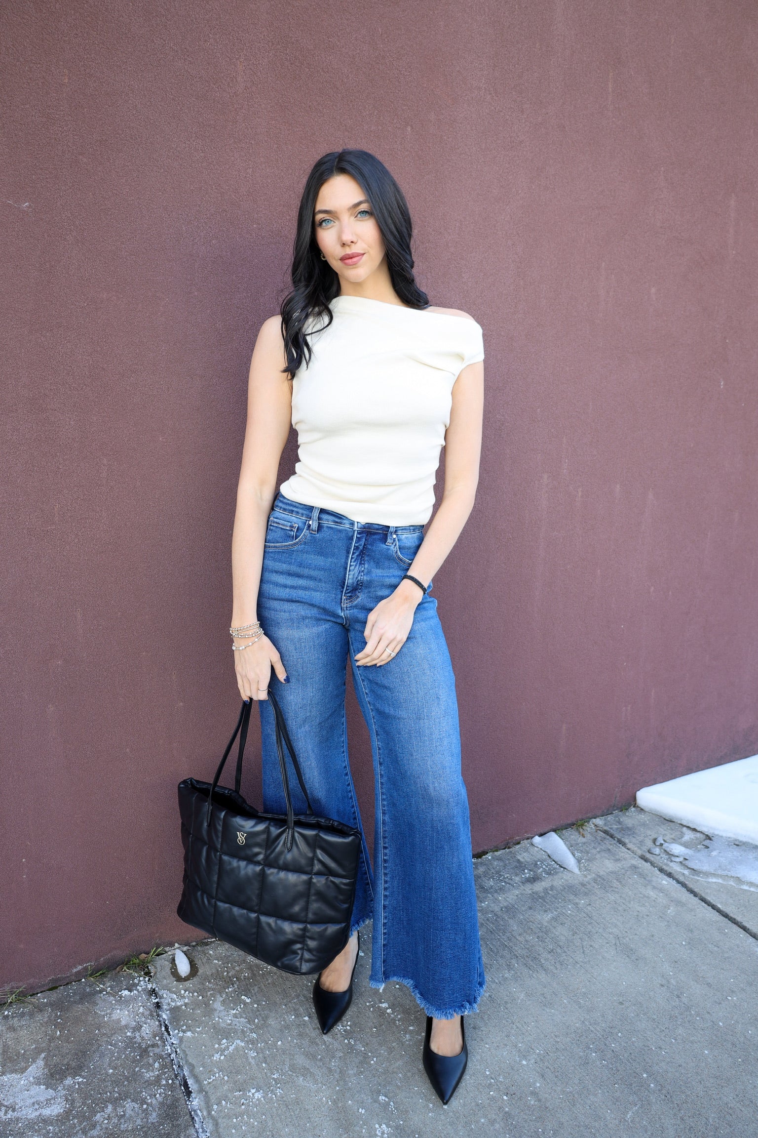 Asymmetrical Neck Sweater Top