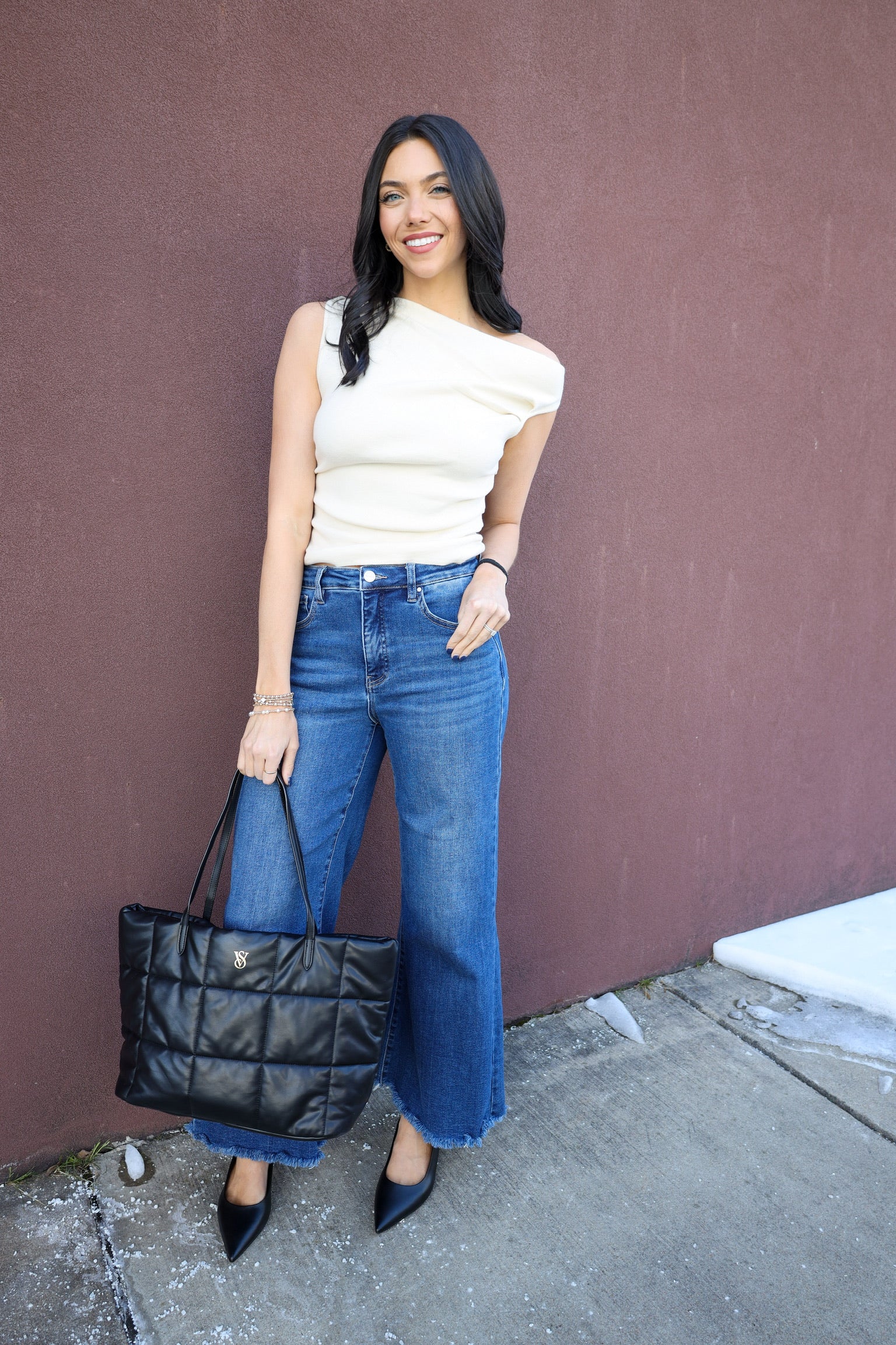 Asymmetrical Neck Sweater Top