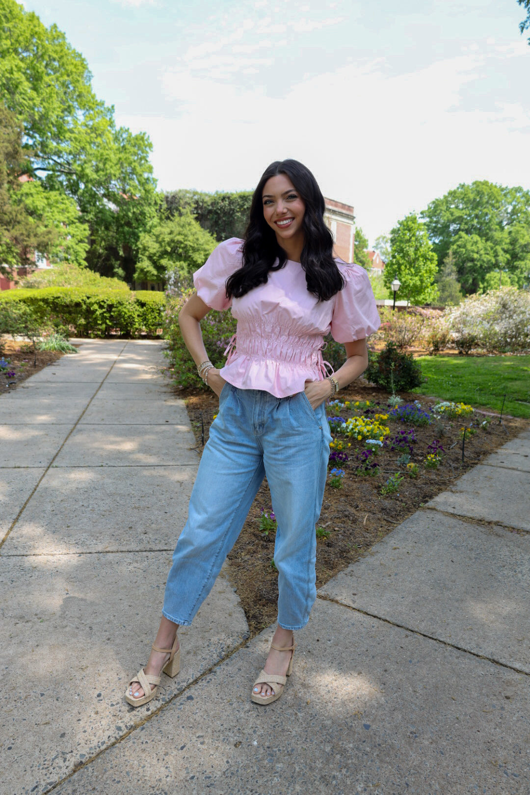 Smocked Pink Puffer Blouse