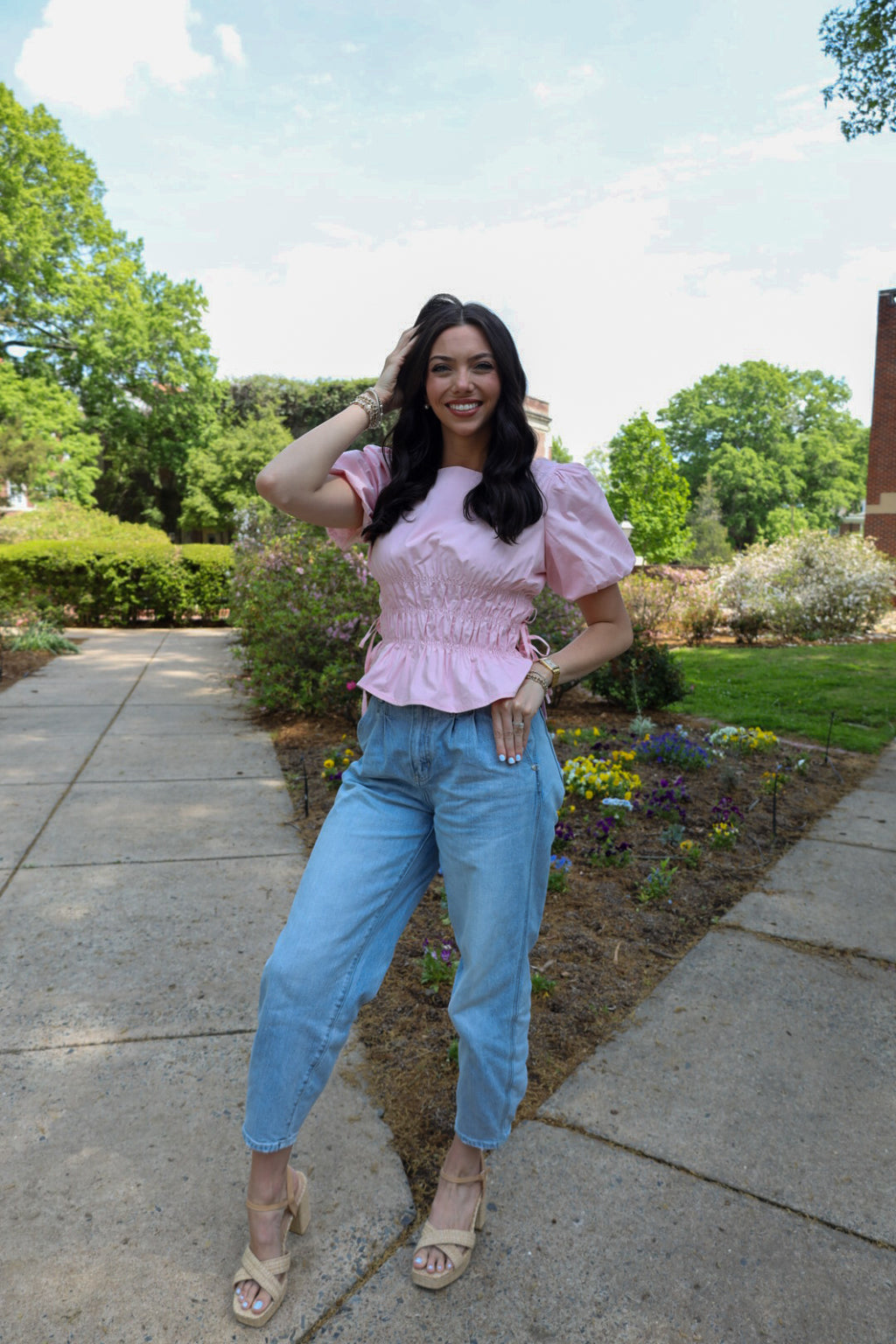 Smocked Pink Puffer Blouse