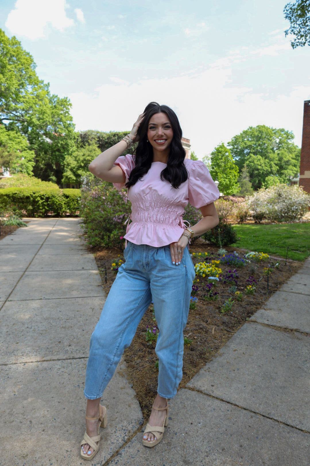 Smocked Pink Puffer Blouse