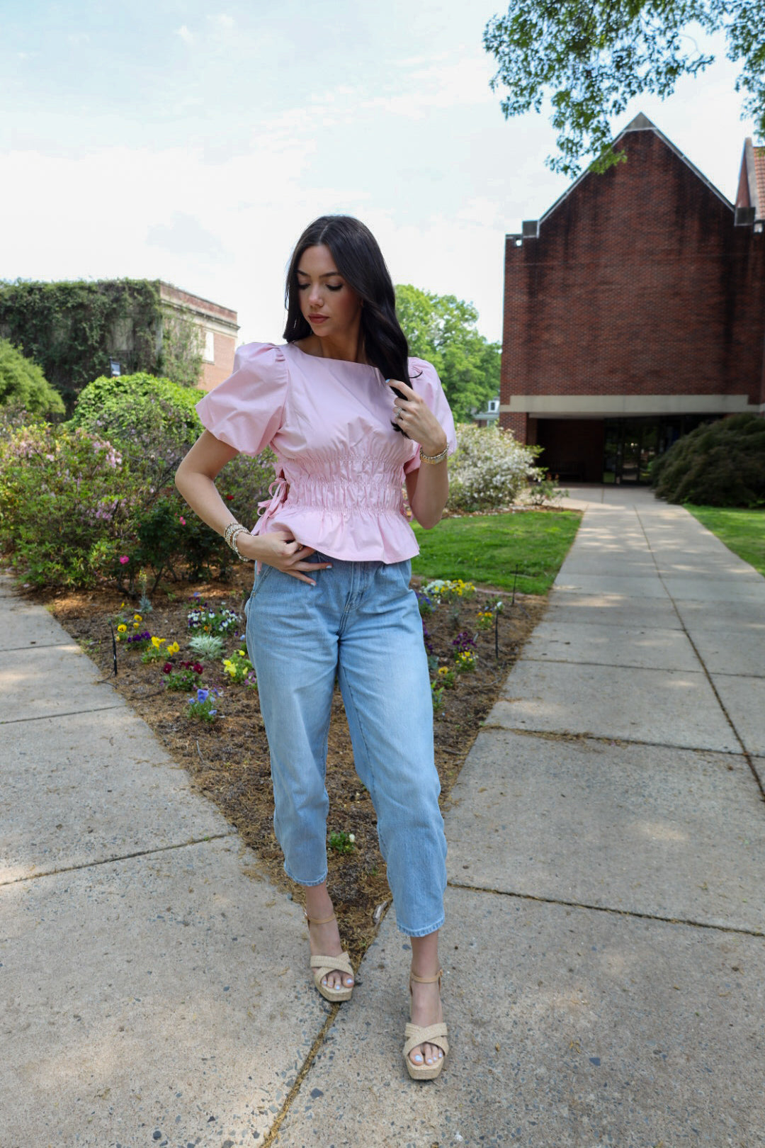 Smocked Pink Puffer Blouse