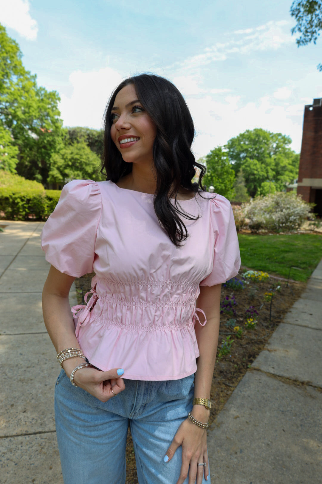 Smocked Pink Puffer Blouse