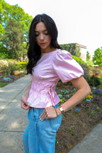 Smocked Pink Puffer Blouse