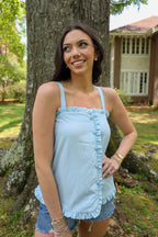 Blue Ruffled Top