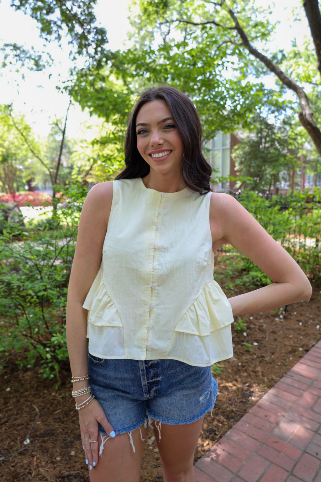 Butter Yellow Button Down Top