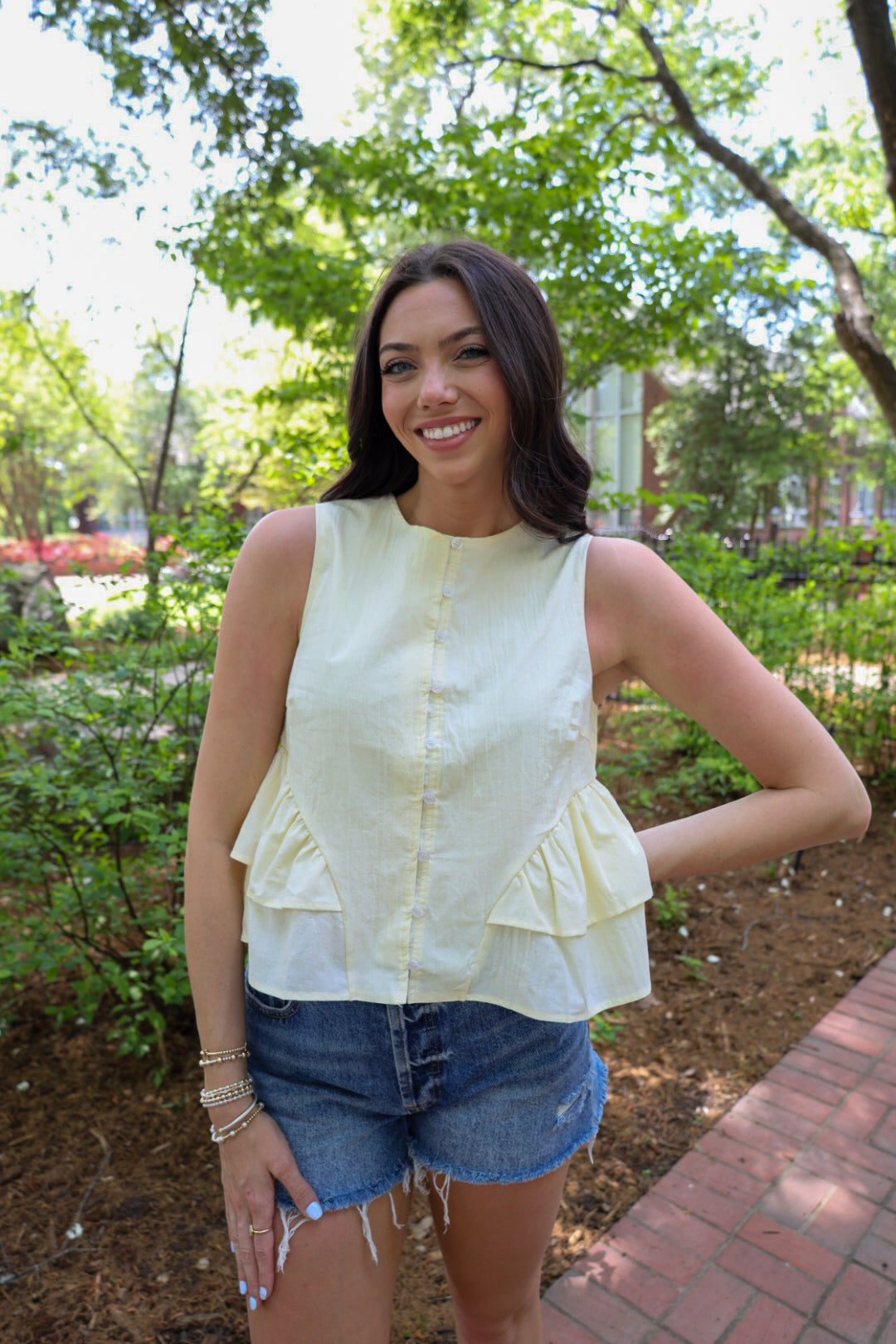 Butter Yellow Button Down Top