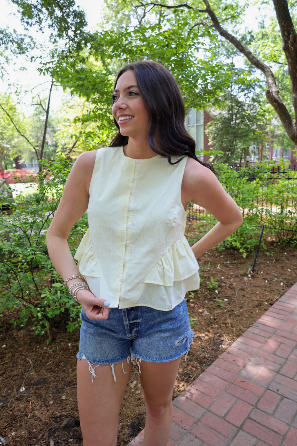 Butter Yellow Button Down Top