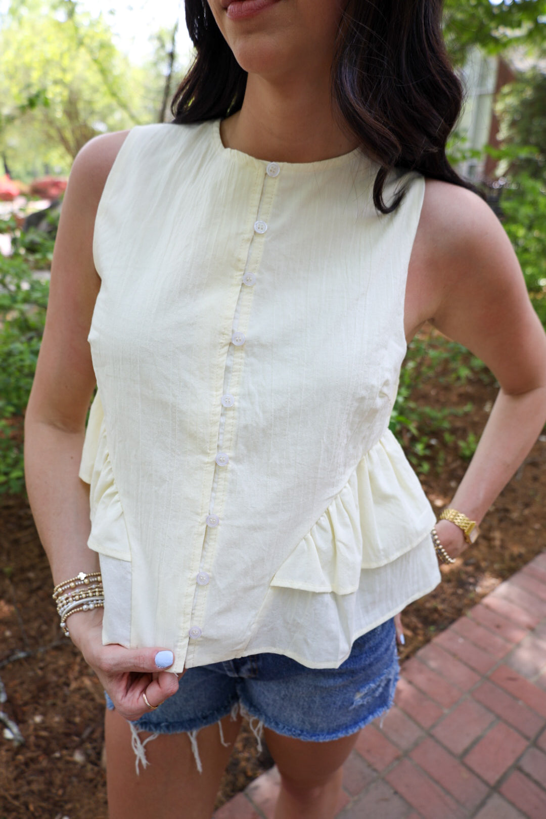 Butter Yellow Button Down Top