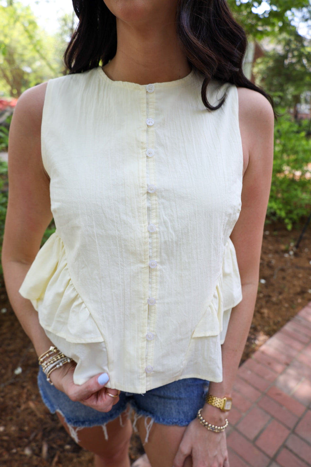 Butter Yellow Button Down Top
