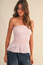 Smocked Tube Top in Baby Pink