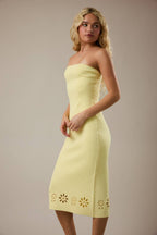 Eyelet Detail Tube Dress - Yellow