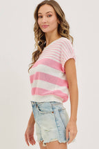 Striped Pink & White Top