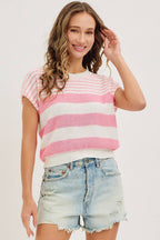 Striped Pink & White Top