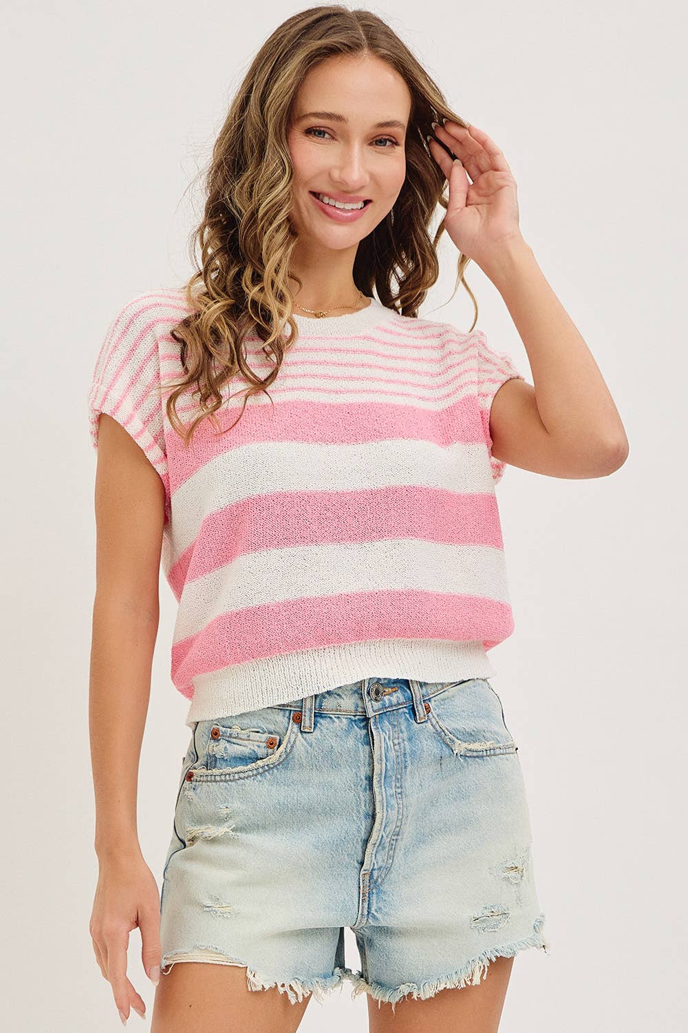 Striped Pink & White Top