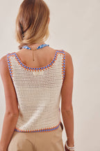Contrast Trim Crochet Tank Top