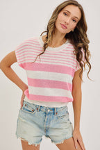 Striped Pink & White Top