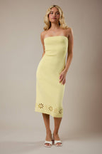 Eyelet Detail Tube Dress - Yellow