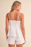 Pleated White Shorts - Matching Set