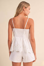 Embroidered Top with Floral Detailing - Matching Set