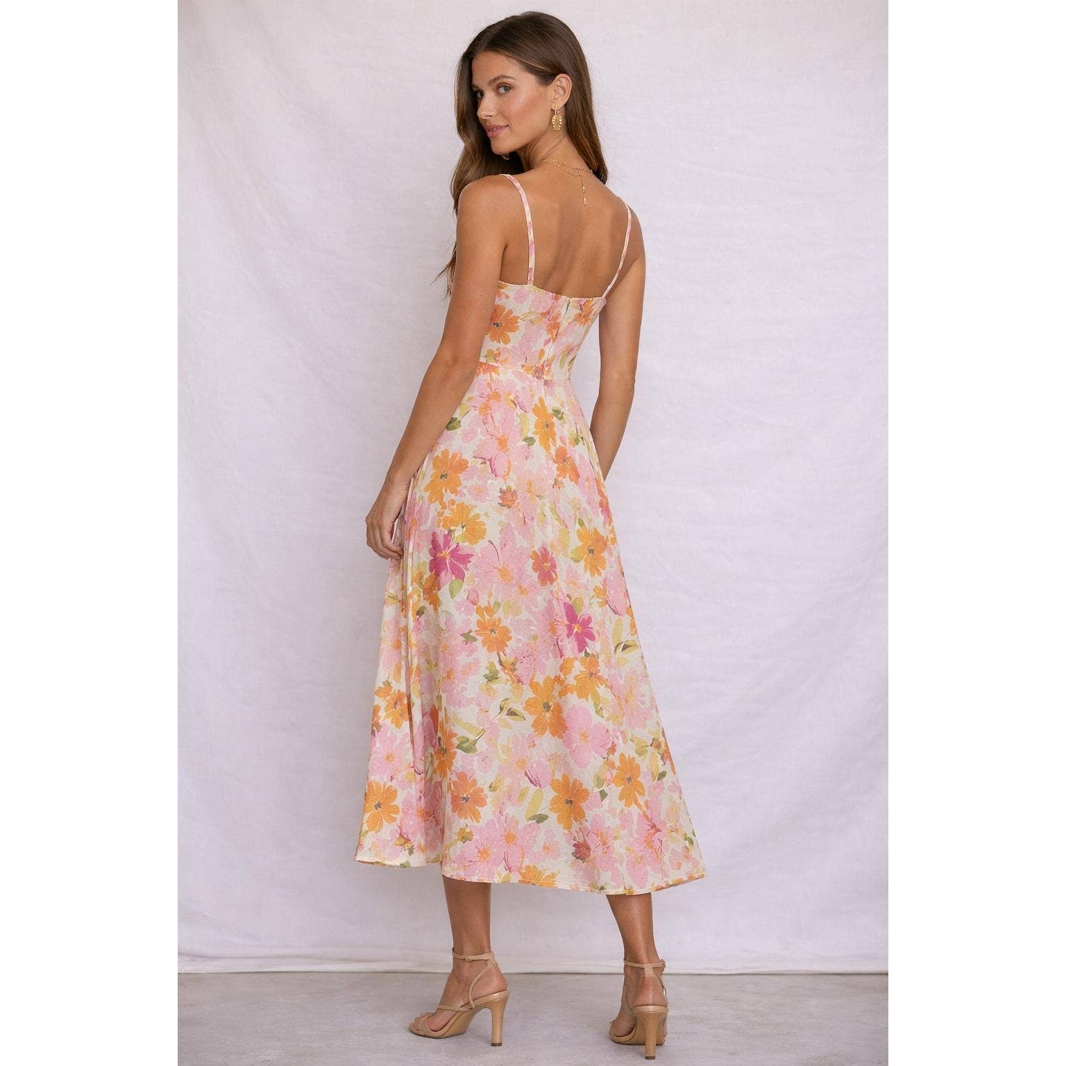 Sunset Blossom Midi Dress