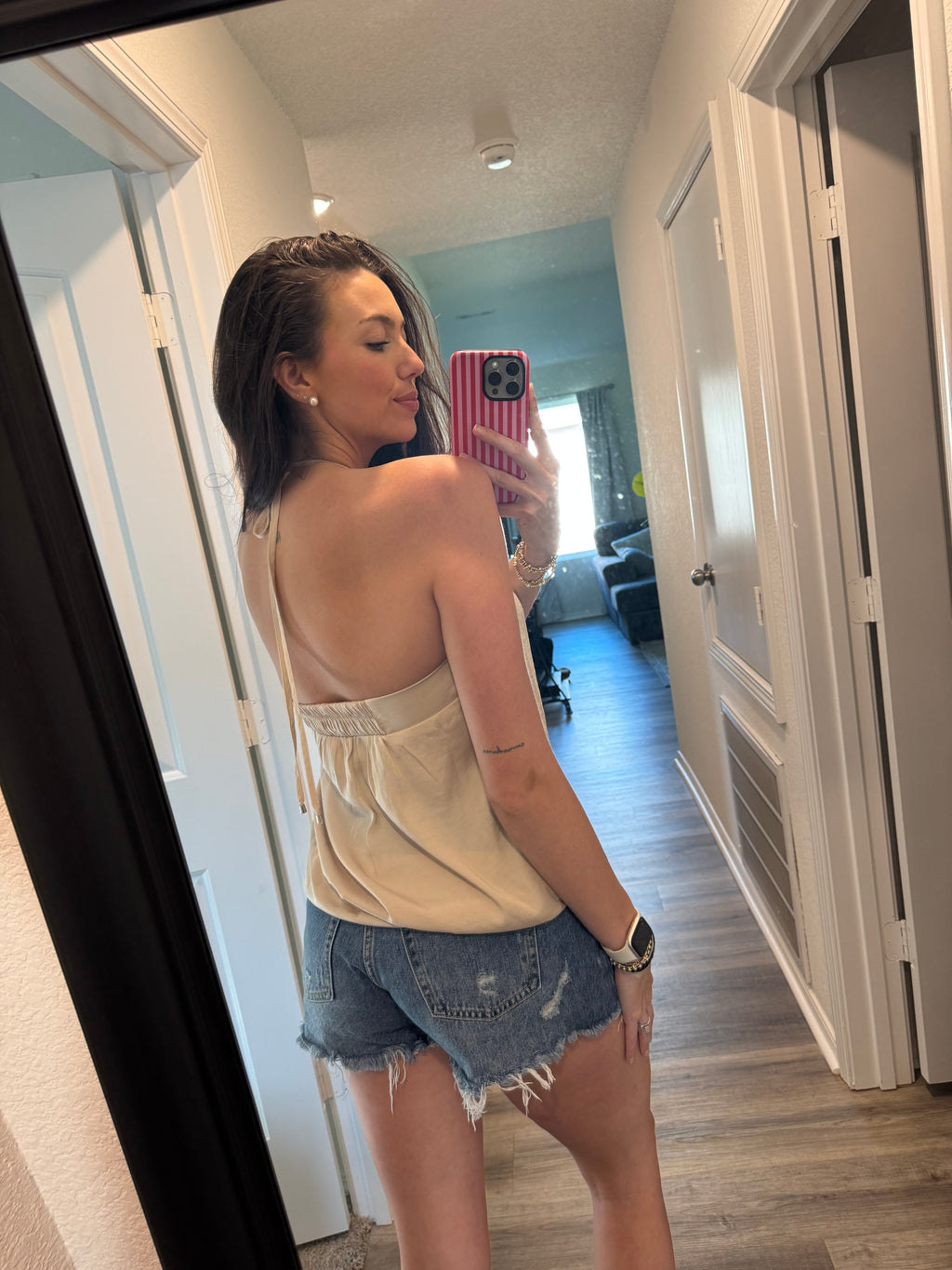 Ruched Ring Front Halter Top