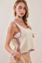 Contrast Trim Crochet Tank Top