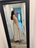 Embroidered Striped Maxi Dress