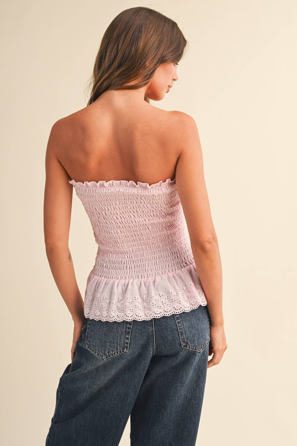 Smocked Tube Top in Baby Pink