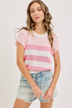 Striped Pink & White Top