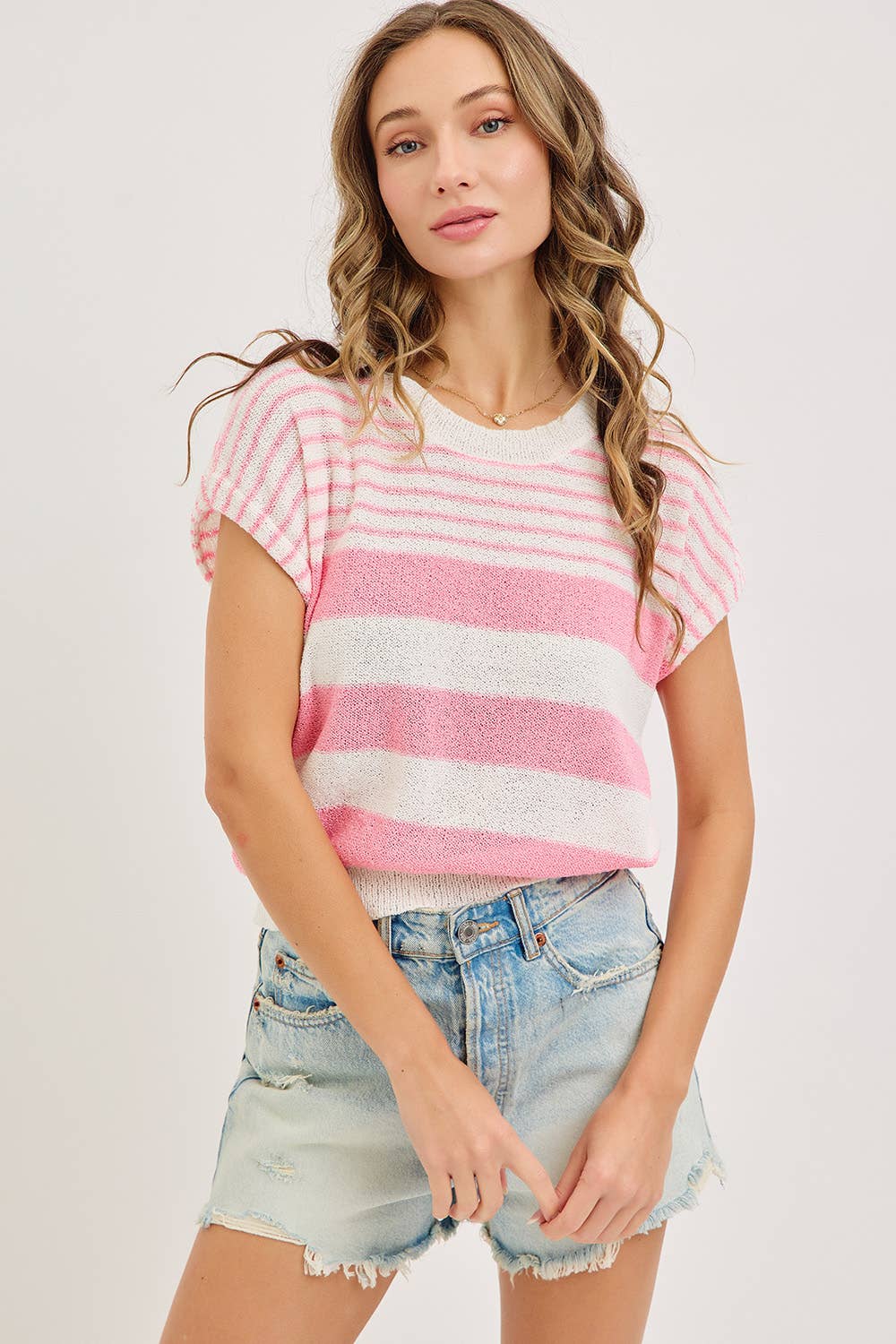 Striped Pink & White Top