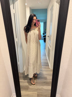 Embroidered Striped Maxi Dress