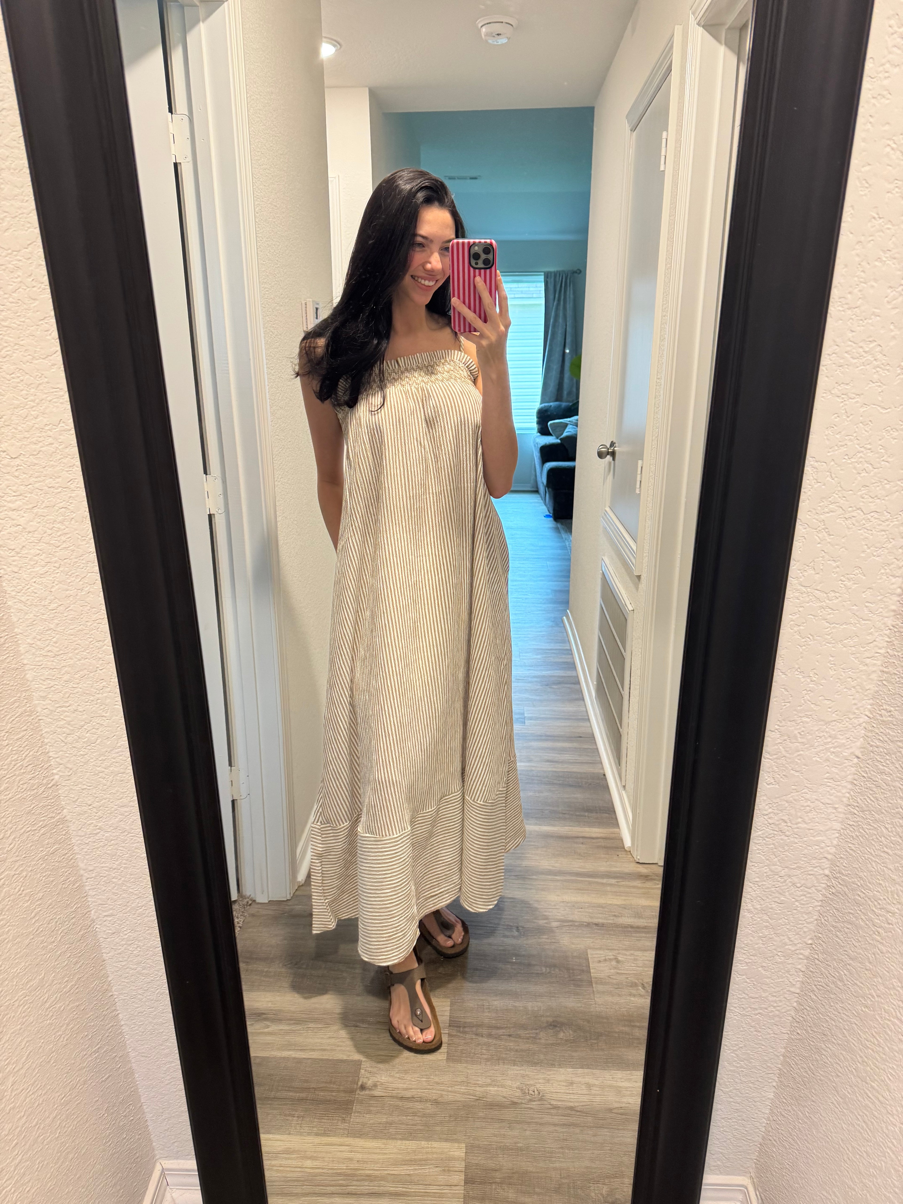 Embroidered Striped Maxi Dress