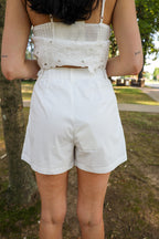 Pleated White Shorts - Matching Set