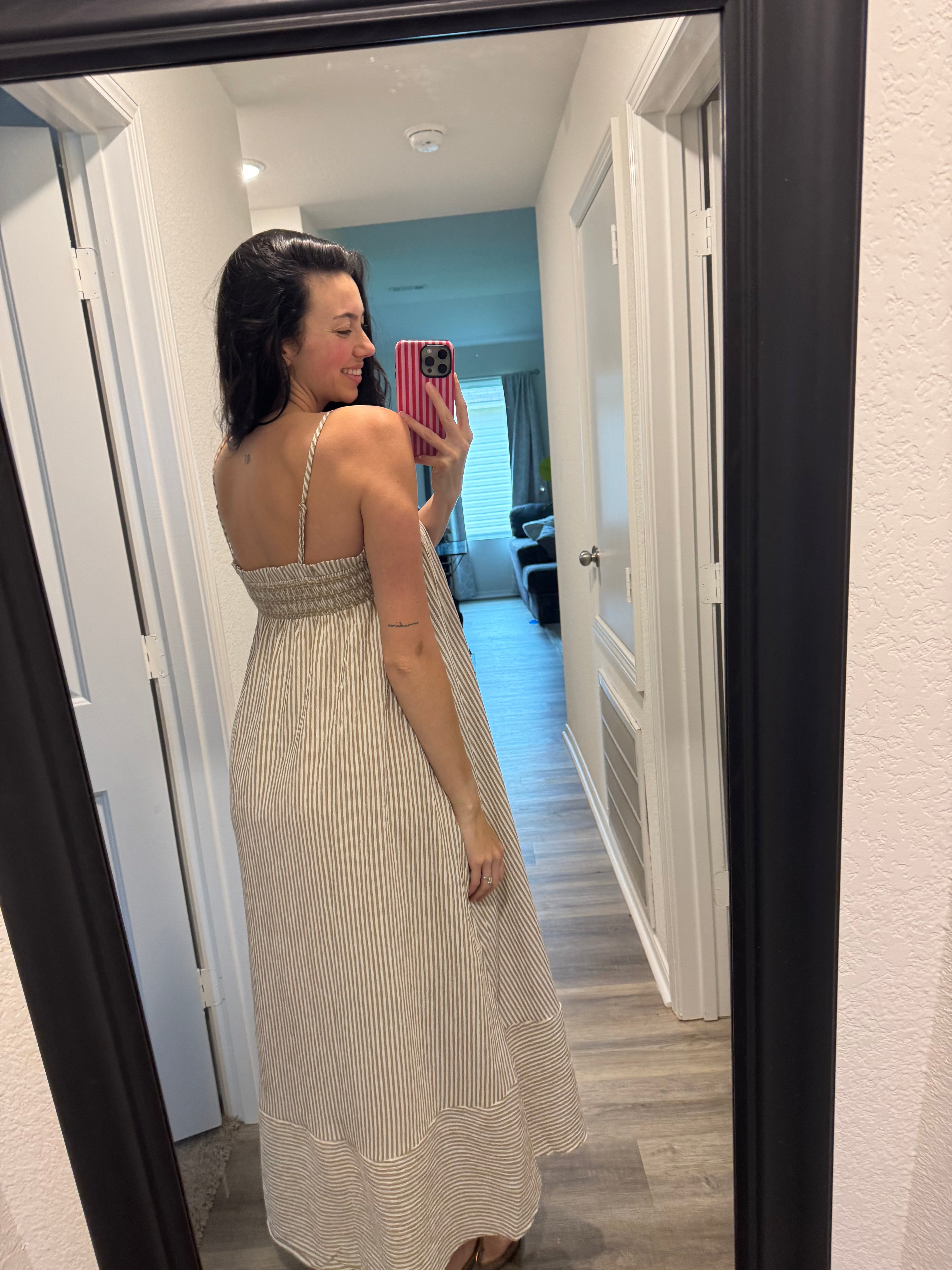 Embroidered Striped Maxi Dress