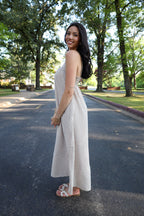 Embroidered Striped Maxi Dress