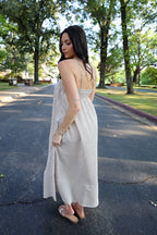 Embroidered Striped Maxi Dress