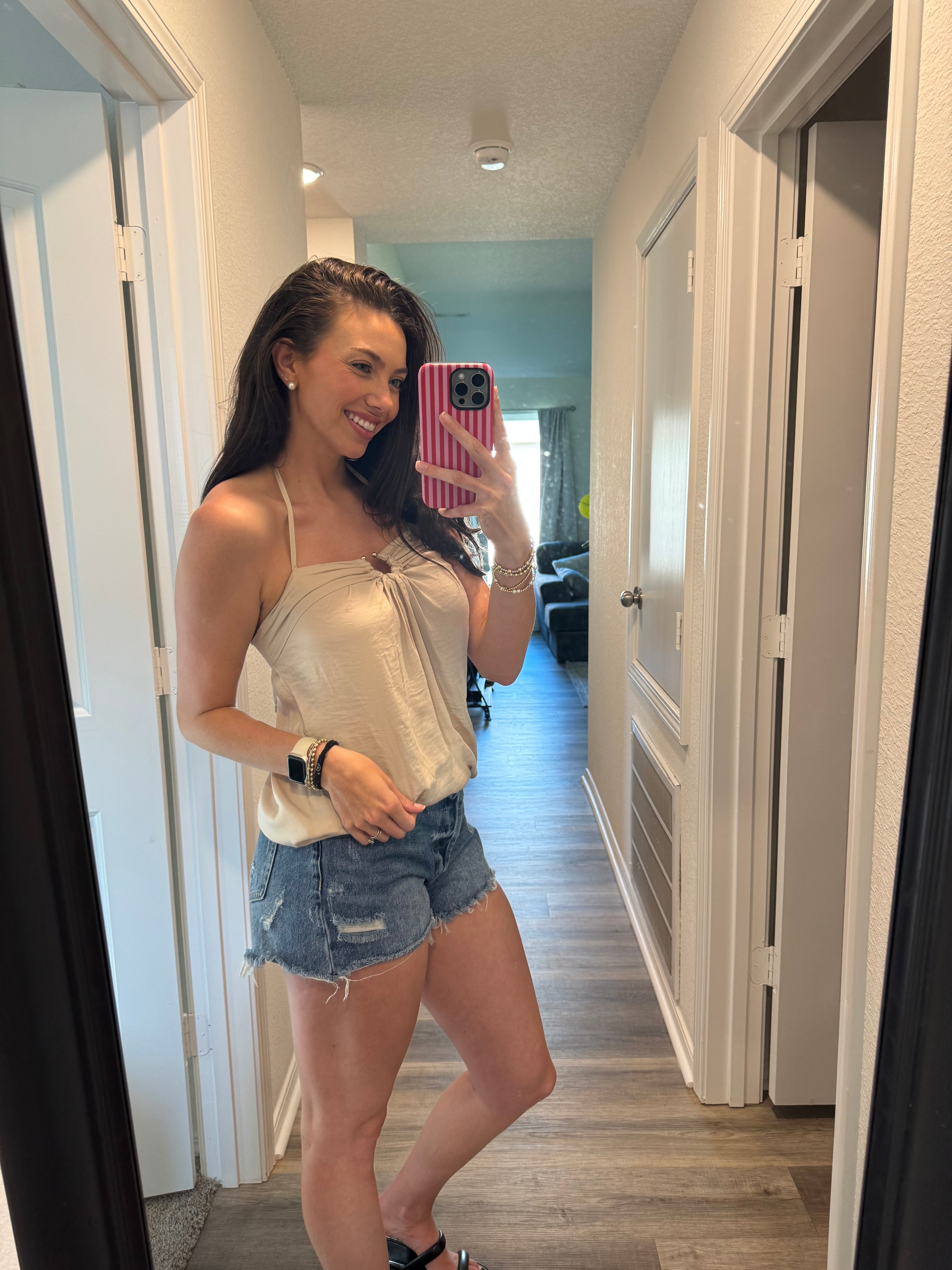 Ruched Ring Front Halter Top