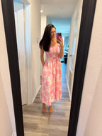 Floral Print Smocked Midi Dress