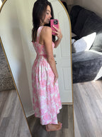 Floral Print Smocked Midi Dress
