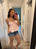 Pink Babydoll Top with Lace Detail