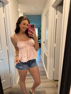 Pink Babydoll Top with Lace Detail