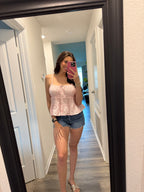 Pink Babydoll Top with Lace Detail